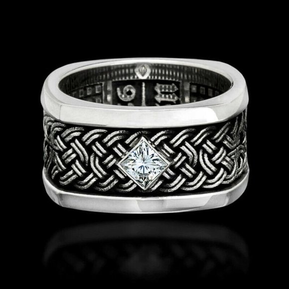 Other - New Beautiful Weaved Sterling Silver Diamond 10mm Band